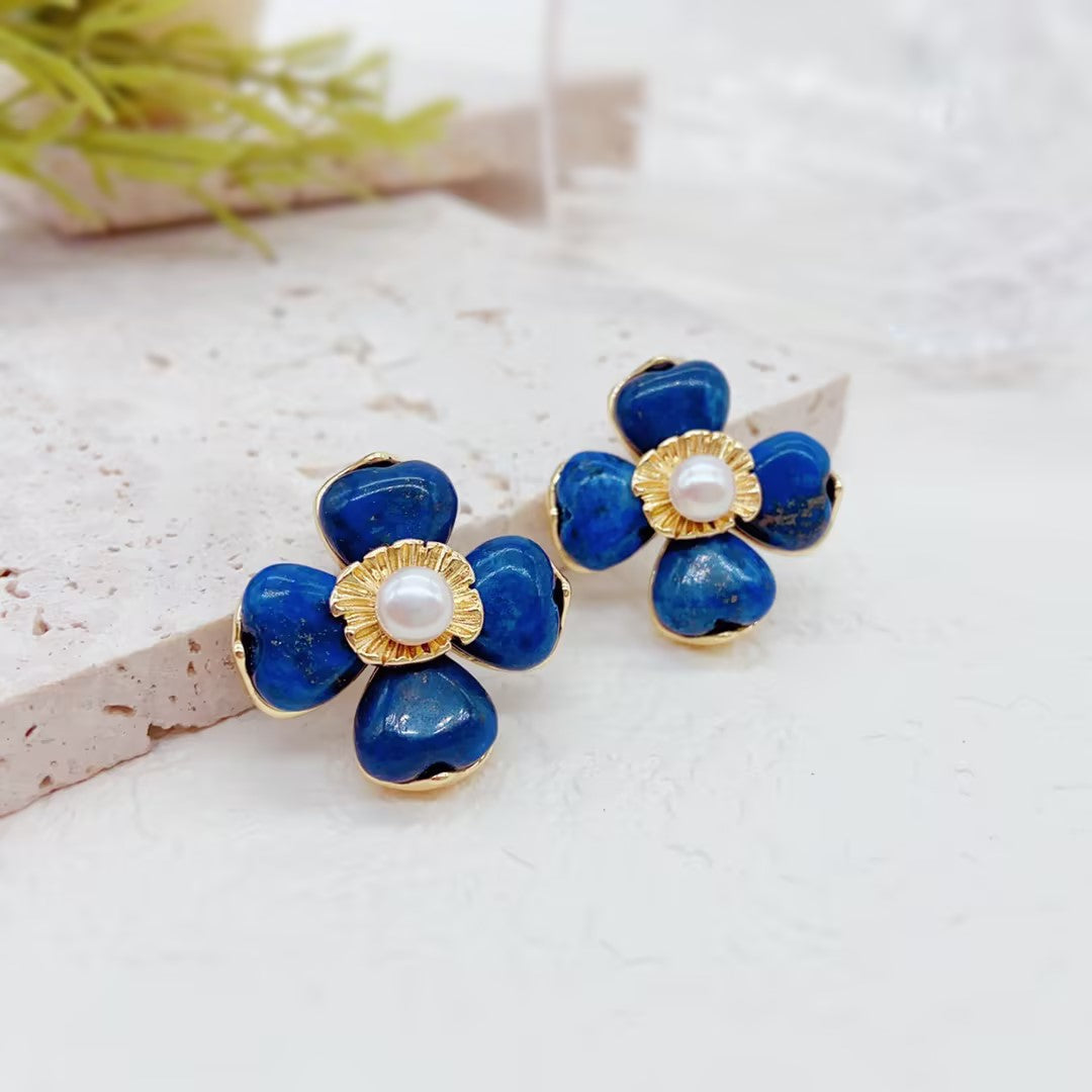 vintage lapis lazuli stud earrings