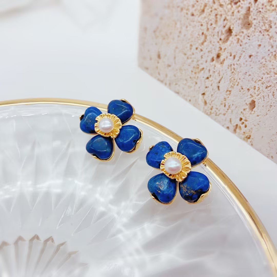 vintage lapis lazuli stud earrings