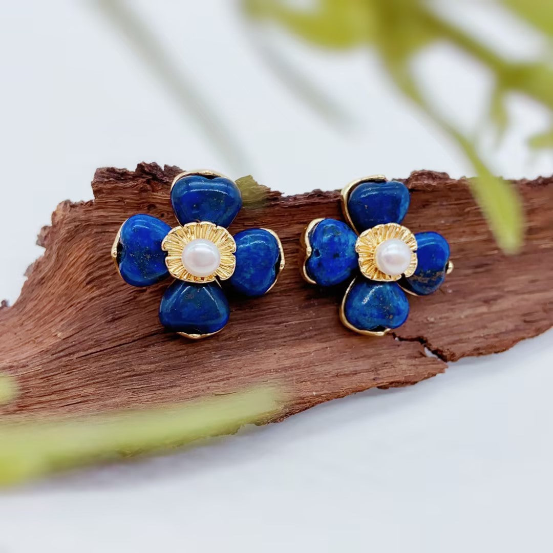 vintage lapis lazuli stud earrings