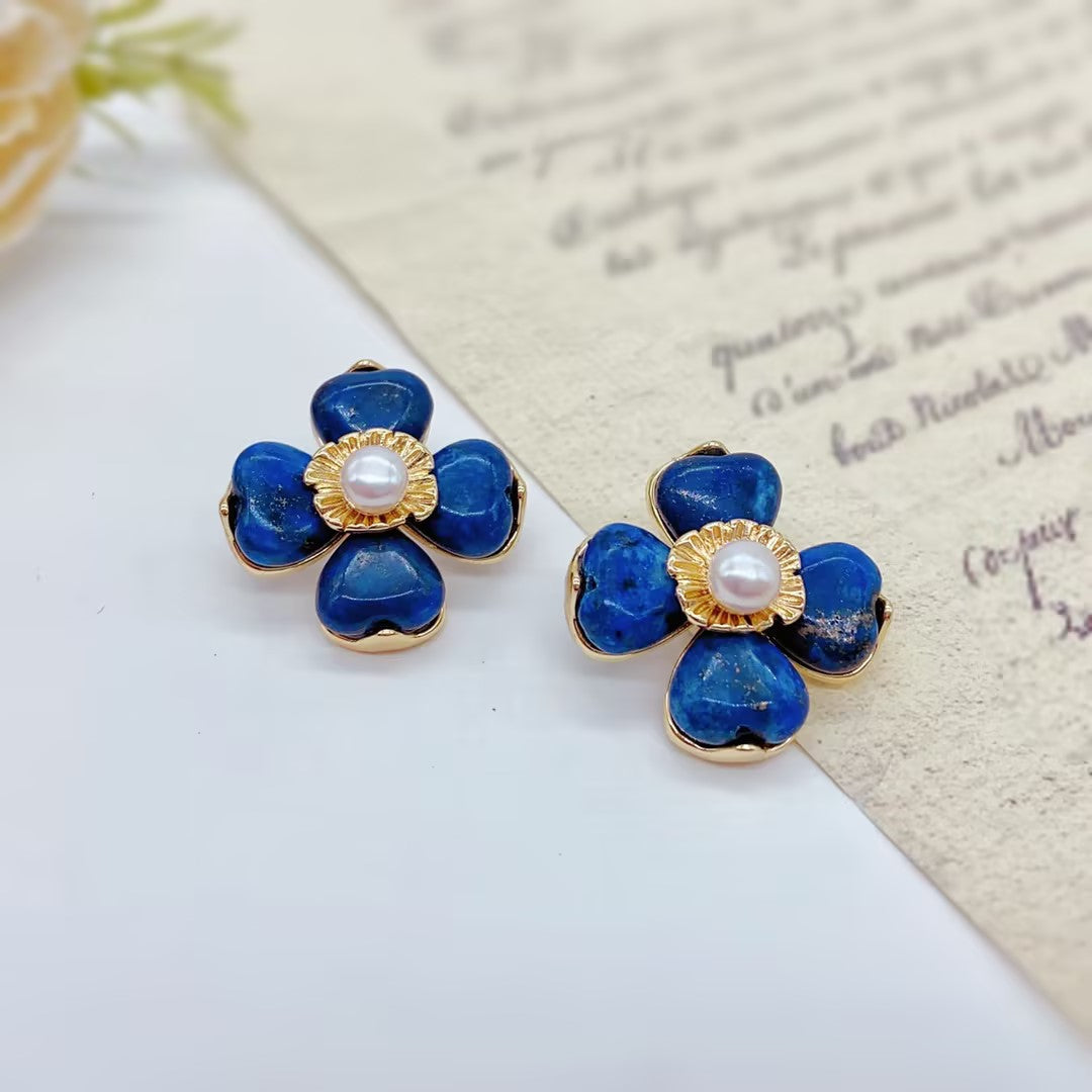 vintage lapis lazuli stud earrings