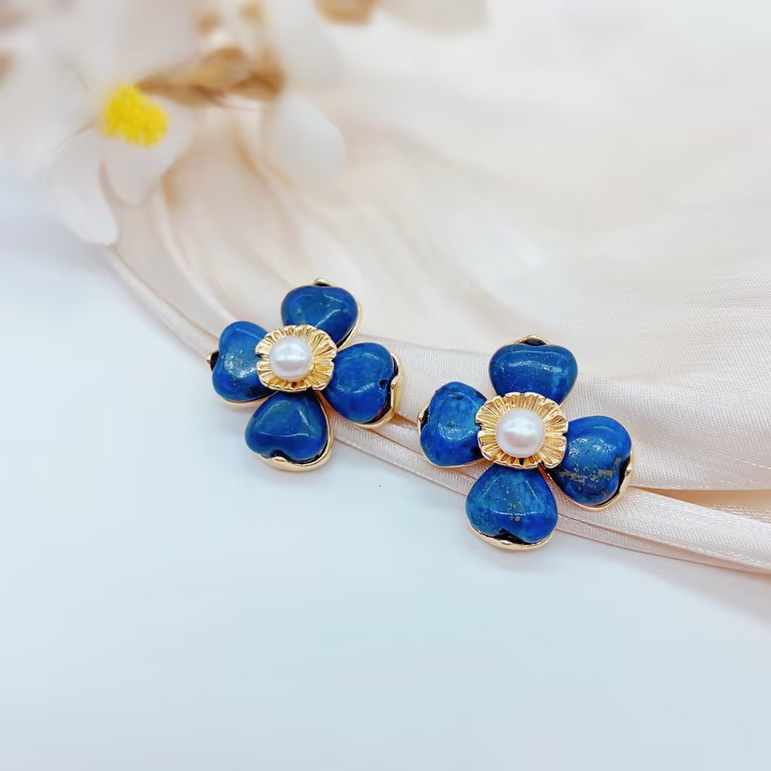 vintage lapis lazuli stud earrings